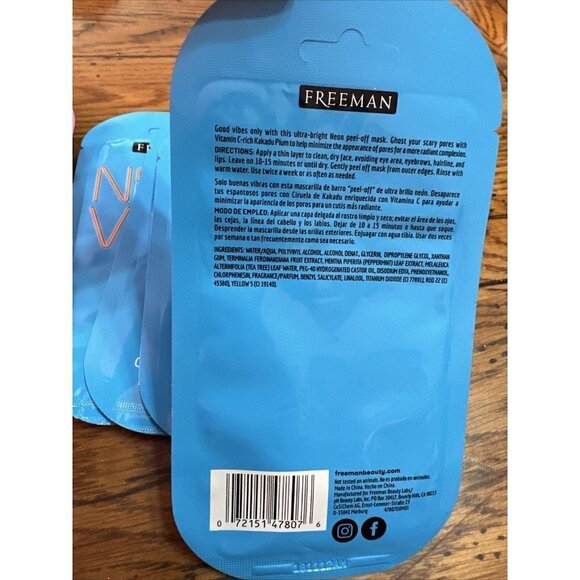 Freeman Neon Vibes Face Mask 0.33 Fl. Oz Pack Of 15 Clay Mask And Peel Off Mask - Picture 4 of 7